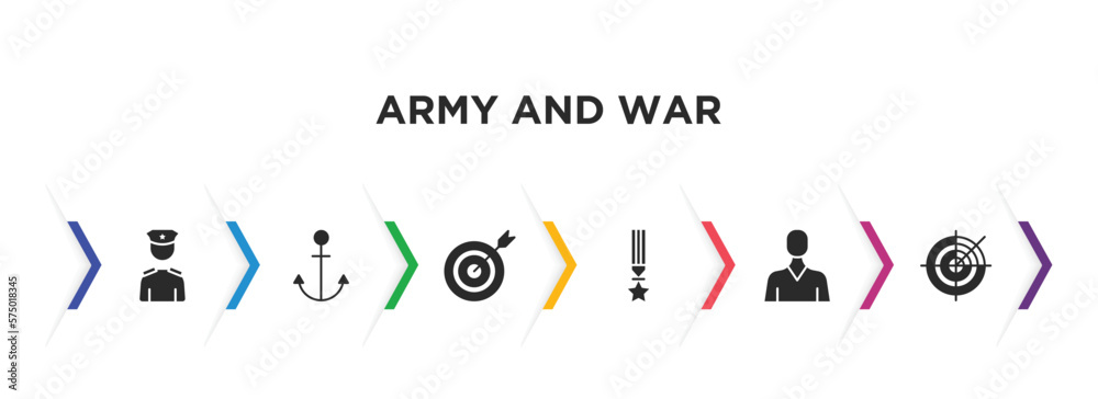 army and war filled icons with infographic template. glyph icons such ...