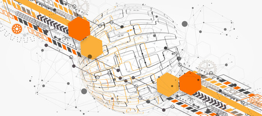 Abstract technology sphere background. Global network consept.