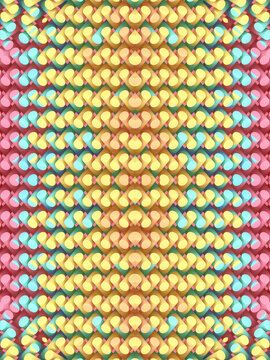 Kaleidoscopic pattern of multi colored cylinders. Abstract background. 3d rendering digital illustration