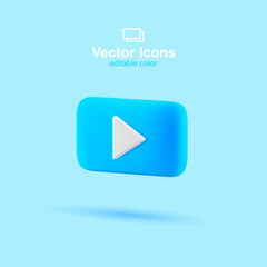 3d vector icon. Social media set. Video icon. Multimedia player.