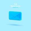 3d vector icon. Social media set. Blue envelope icon. Mail symbol.