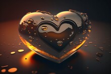 Festive Background With A Large Glass Heart, Valentine's Day, March 8th, Valentine's Day, Bokeh, Generative Ai	