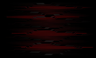 Poster - Abstract circuit pattern red light on black design modern technology futuristic background vector