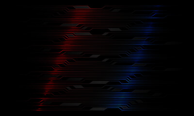Poster - Abstract circuit pattern red blue light on black design modern technology futuristic background vector