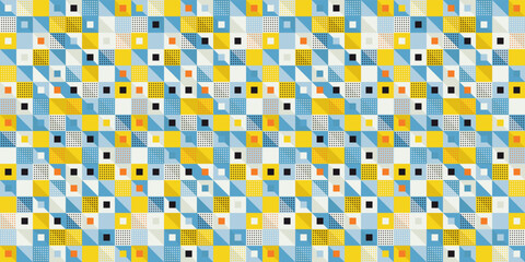 Poster - Blue-blue tile with a pattern. Print for design, packaging, notebooks, pillows.