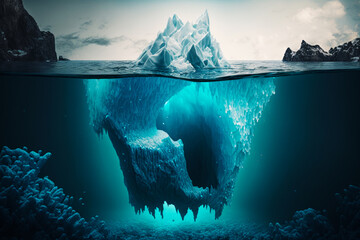 Poster - An iceberg in the middle of the ocean. Generative AI.