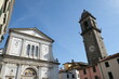 Pontremoli. Cathedral with bell tower in Lunigiana.Piazza del Duomo in Pontremoli with the facade of the church. Pontremoli, Tuscany, Italy