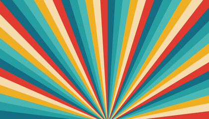 Wall Mural - vintage sunburst banner background. retro style concept. colorful grunge sun. 70s color wallpaper. v