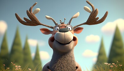 Poster - cute and happy deer