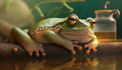 Poster - cute lazy frog