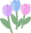 Pastel cute tulip flower illustration hand drawn. Kawaii floral in oil painting style.