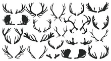 Elk Horn Crumbs Vector Black Set Icon. Vector Illustration Antler Reindeer On White Background. Isolated Black Set Icon Elk Horn.