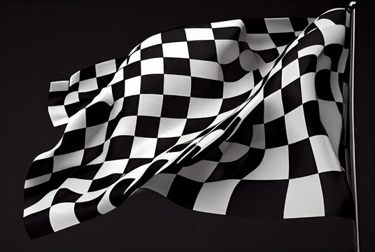 Checkered race flag on black background created with AI