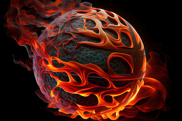 Wall Mural - flaming basketball design, color and black & white. generative a
