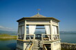Torre del Lago. Pavilion on the lake in the village of Puccini.At the top is the inscription 