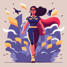 Superwomen Vector Illustration For Poster, Banner, T Shirt Design Etc. International Women's Day. Women Empowerment.