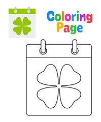 Wall Mural - Coloring page with Calendar with Clover for kids