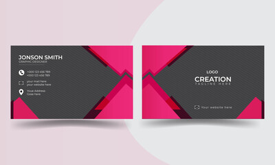   professional  modern creative business card template with pink and black color background 
