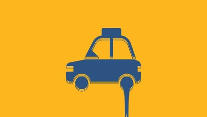 Canvas Print - Blue Pet car taxi icon isolated on orange background. 4K Video motion graphic animation