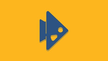 Sticker - Blue Fish icon isolated on orange background. 4K Video motion graphic animation