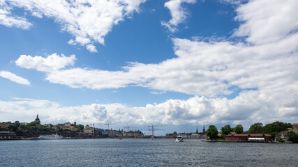 Sticker - Urban landscape of  Stockholm, capital and largest city of Sweden as well as the largest urban area in Scandinavia, from Riddarfjärden, the easternmost bay of Lake Mälaren in central Stockholm. 