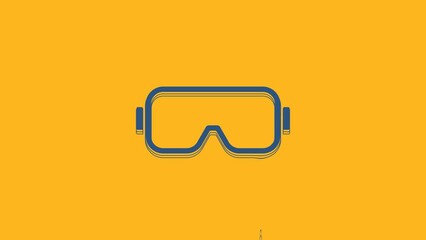 Poster - Blue Diving mask icon isolated on orange background. Extreme sport. Diving underwater equipment. 4K Video motion graphic animation