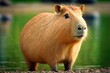 Capybara giant cavy rodent animal. Generative AI