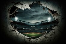Crack Of The Bat Echoed Through The Stadium. Generative AI