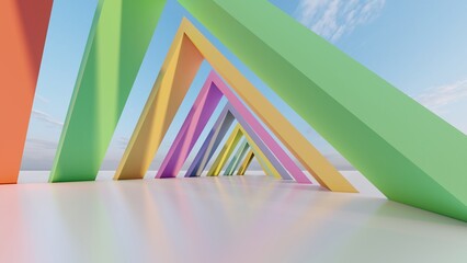 Poster - Architecture background geometric arched interior 3d render