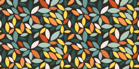 Aufkleber - Colorful petals on a green background. Seamless pattern for print and interior design.