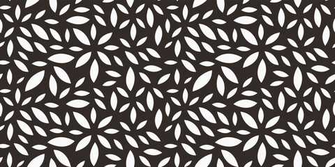 Poster - White petals on a black background. Seamless pattern for print and interior design.
