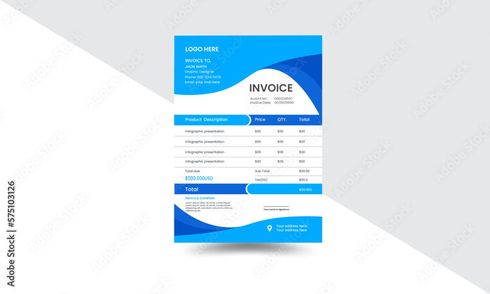 Minimal corporate business invoice design template. bill from business ...