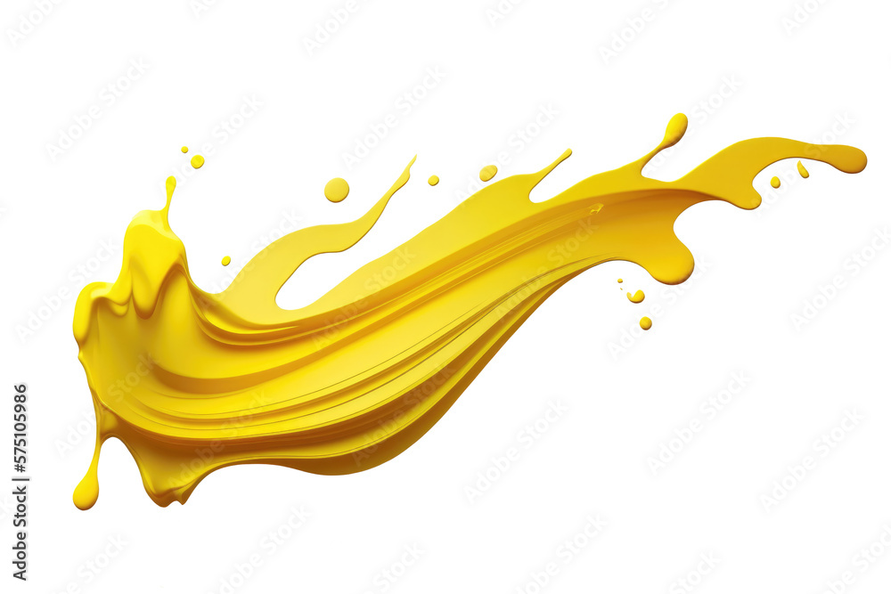 yellow brush stroke watercolor liquid isolated on white background ...
