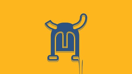 Canvas Print - Blue Viking in horned helmet icon isolated on orange background. 4K Video motion graphic animation