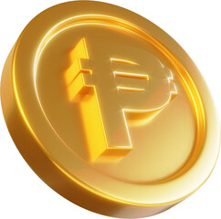 Golden Philippine Peso coin 3d render illustration