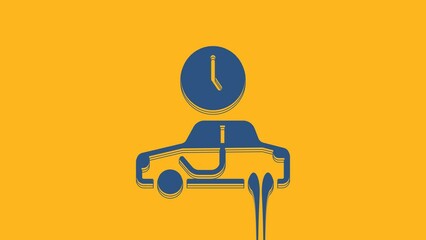 Sticker - Blue Time to travel icon isolated on orange background. 4K Video motion graphic animation