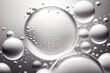 Close up clear liquid cosmetic product. Gel texture with bubbles. Generation AI