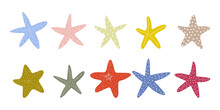 Starfish. Atlantic Star. Marine Animal Vector Illustration On White Background.