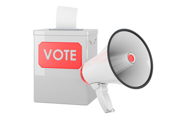 Wall Mural - Megaphone with ballot box, 3D rendering