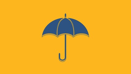 Sticker - Blue Umbrella icon isolated on orange background. Insurance concept. Waterproof icon. Protection, safety, security concept. 4K Video motion graphic animation