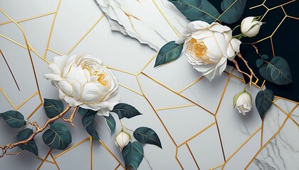 Wall Mural - Wallpaper of beautiful kintsugi roses