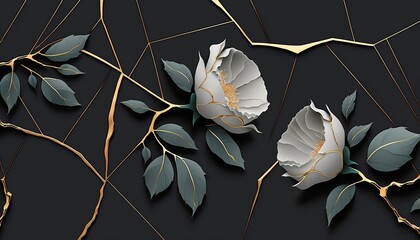 Wall Mural - Wallpaper of beautiful kintsugi roses