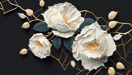 Wall Mural - Wallpaper of beautiful kintsugi roses