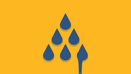 Sticker - Blue Water drop icon isolated on orange background. 4K Video motion graphic animation