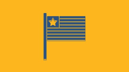 Sticker - Blue American flag icon isolated on orange background. Flag of USA. United States of America. 4K Video motion graphic animation