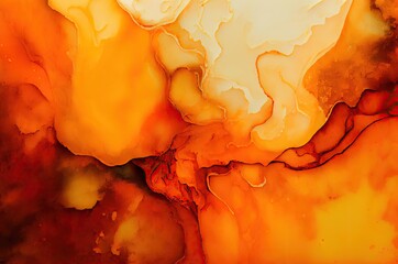 Wall Mural - Ink Drop Orange Texture Background Generative AI