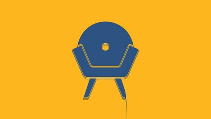 Poster - Blue Armchair icon isolated on orange background. 4K Video motion graphic animation