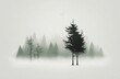 The Serenity of Stillness - forest in the fog, forest in winter -  created with Generative AI technology