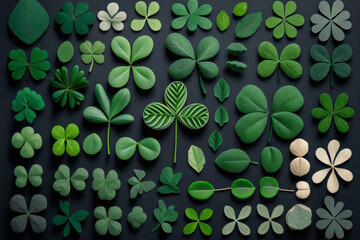 Sticker - St patricks day lucky four leaf clover background. Generative ai