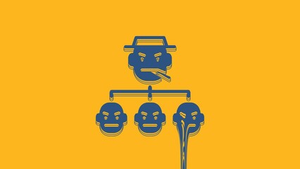 Canvas Print - Blue Mafia icon isolated on orange background. Boss and gangsters. 4K Video motion graphic animation